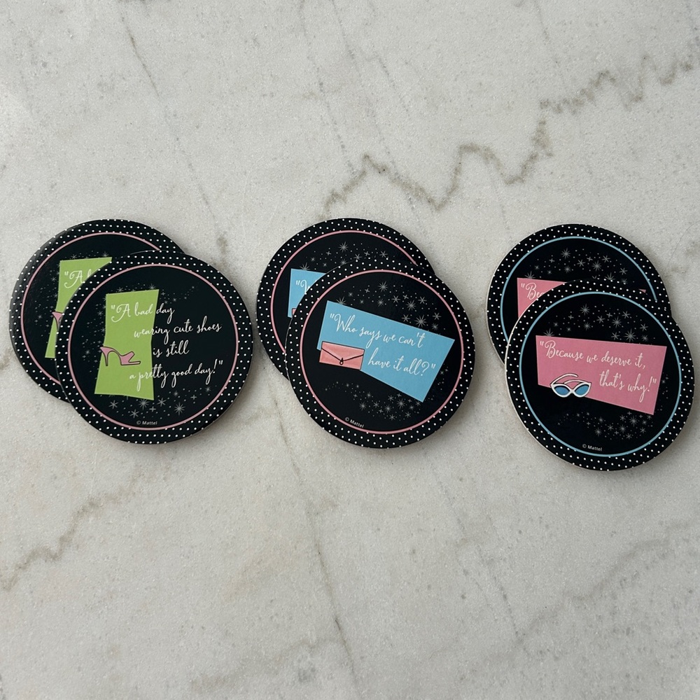 Hallmark Black and Pink Barbie Coasters Set